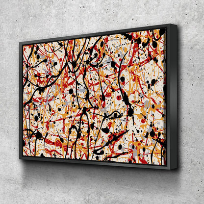 Abstract paint drip canvas wall art in black and red