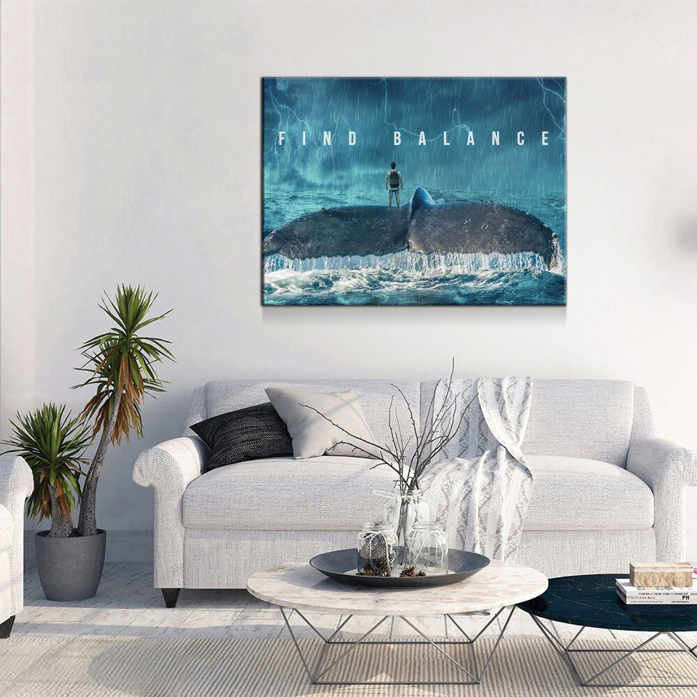 Find Balance Whale Tail Canvas Wall Art
