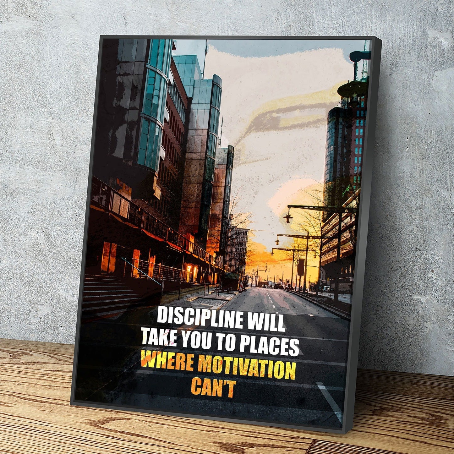 Discipline Will Take You Places motivational canvas wall art quote for office or gym decor