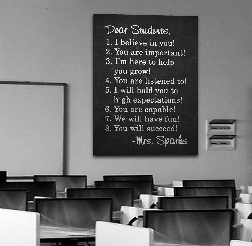 Dear Students Canvas Wall Art - Classroom Sign