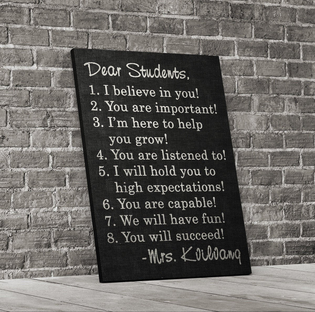 Dear Students personalized canvas wall art sign for classroom or teacher gift decor