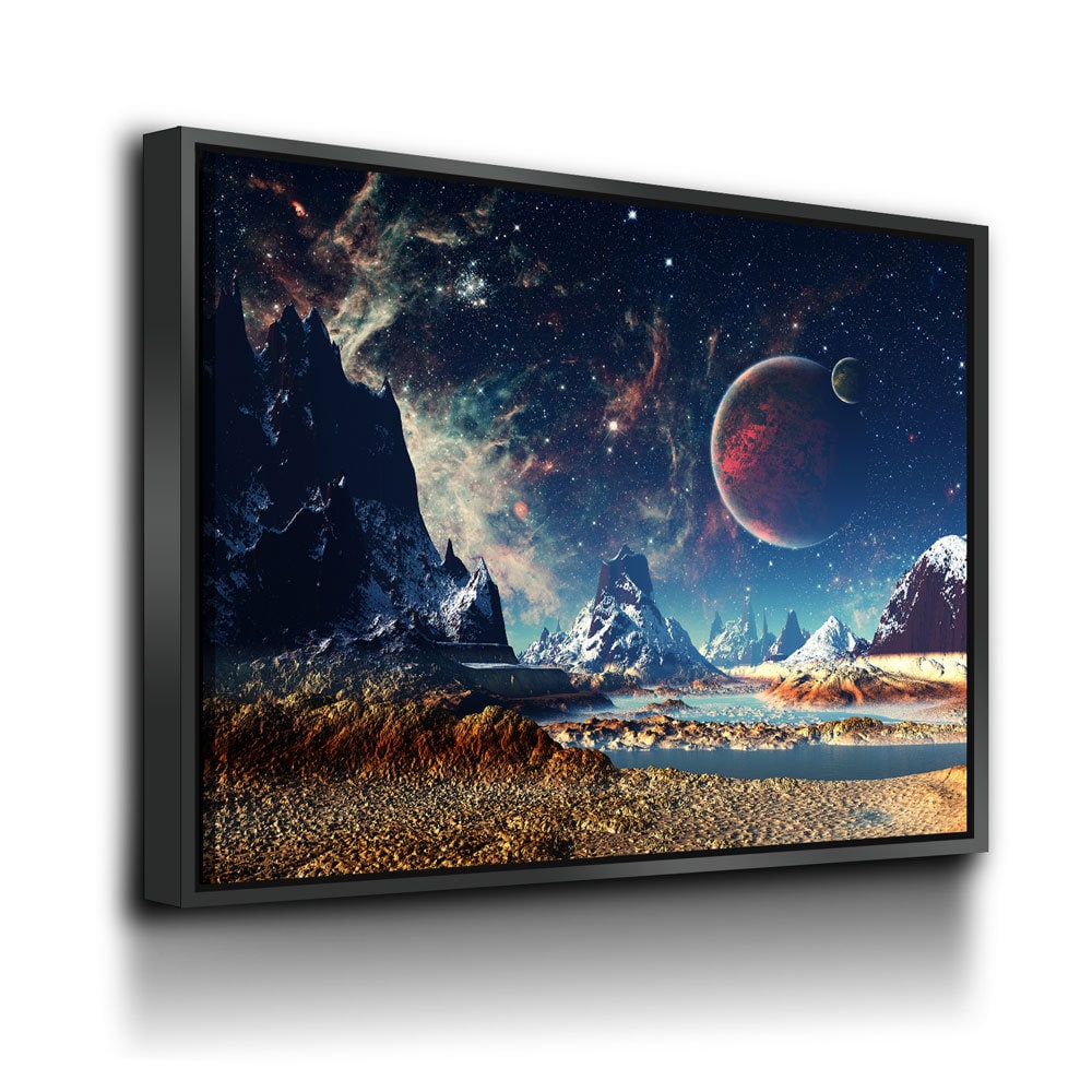 Alien Planet Canvas Wall Art, Mars UFO Sci-Fi Print