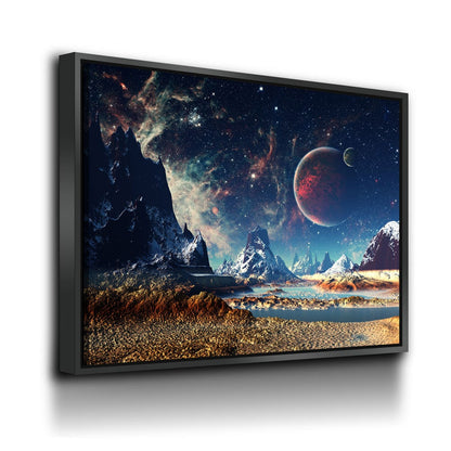 Alien Planet Canvas Wall Art, Mars UFO Sci-Fi Print