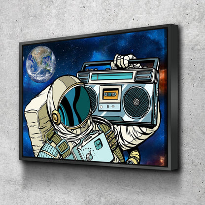 Spaceman Galaxy Jam retro space canvas wall art in a man cave