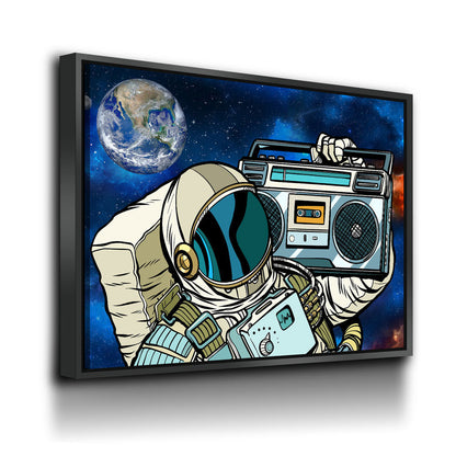 Spaceman Galaxy Jam Canvas Wall Art, Retro Space Decor