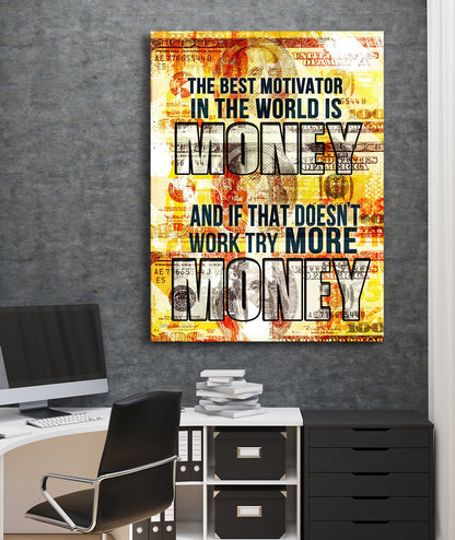 Try More Money Canvas Wall Art, Hustle Office Decor