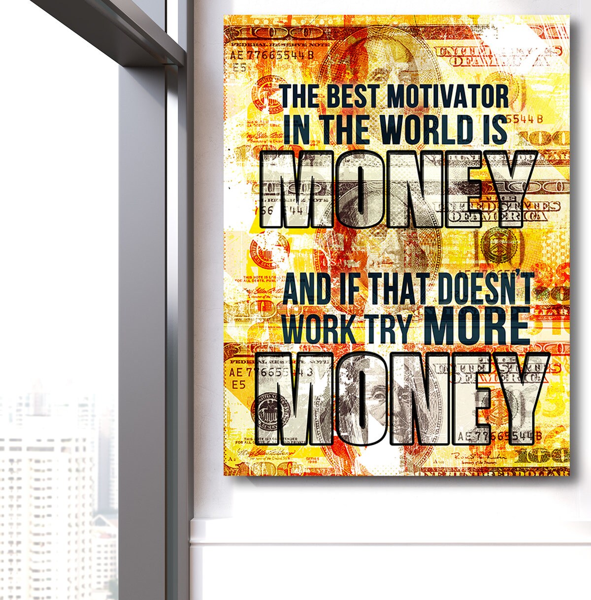 Try More Money hustle motivational canvas wall art
