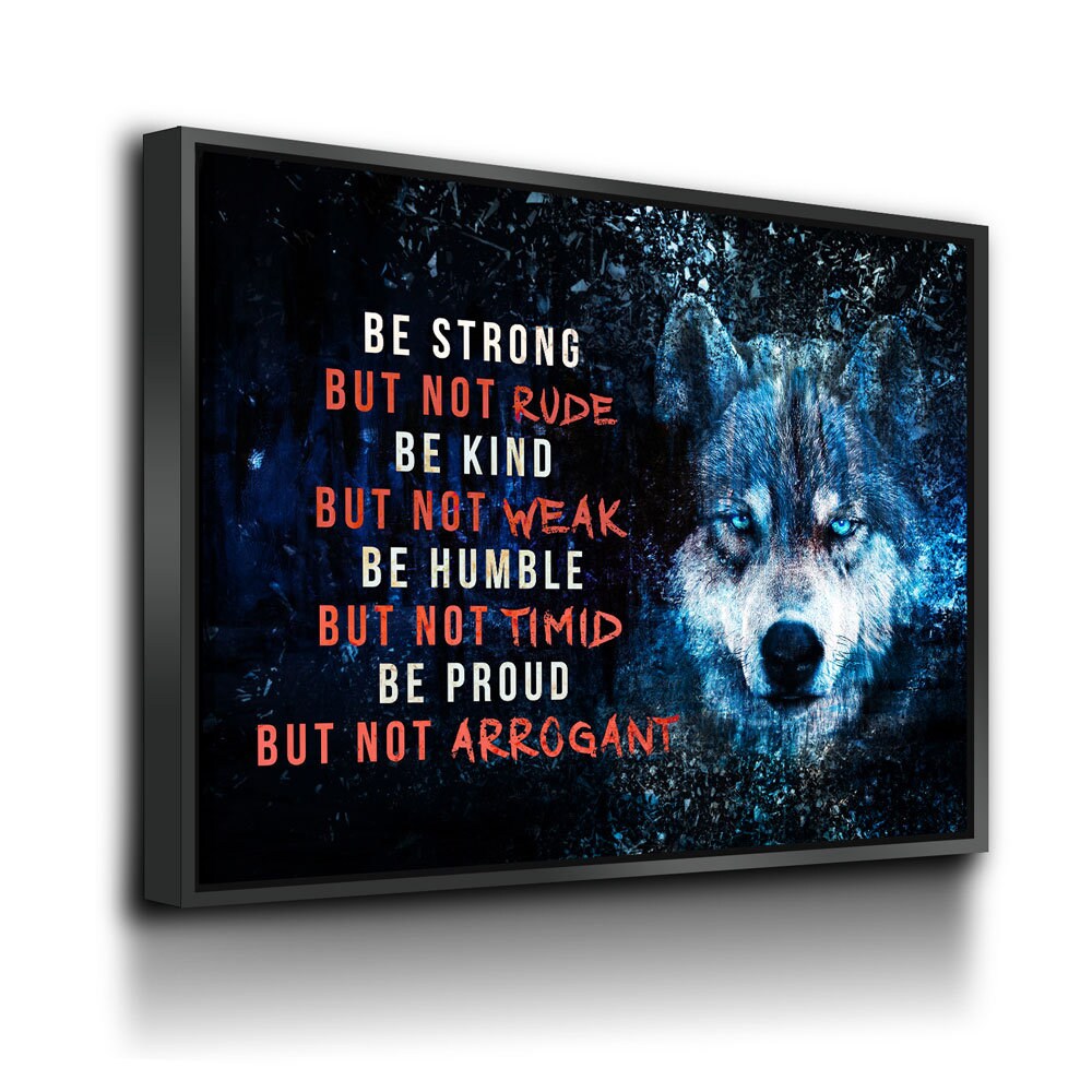 Be Strong Be Kind Wolf Canvas Wall Art