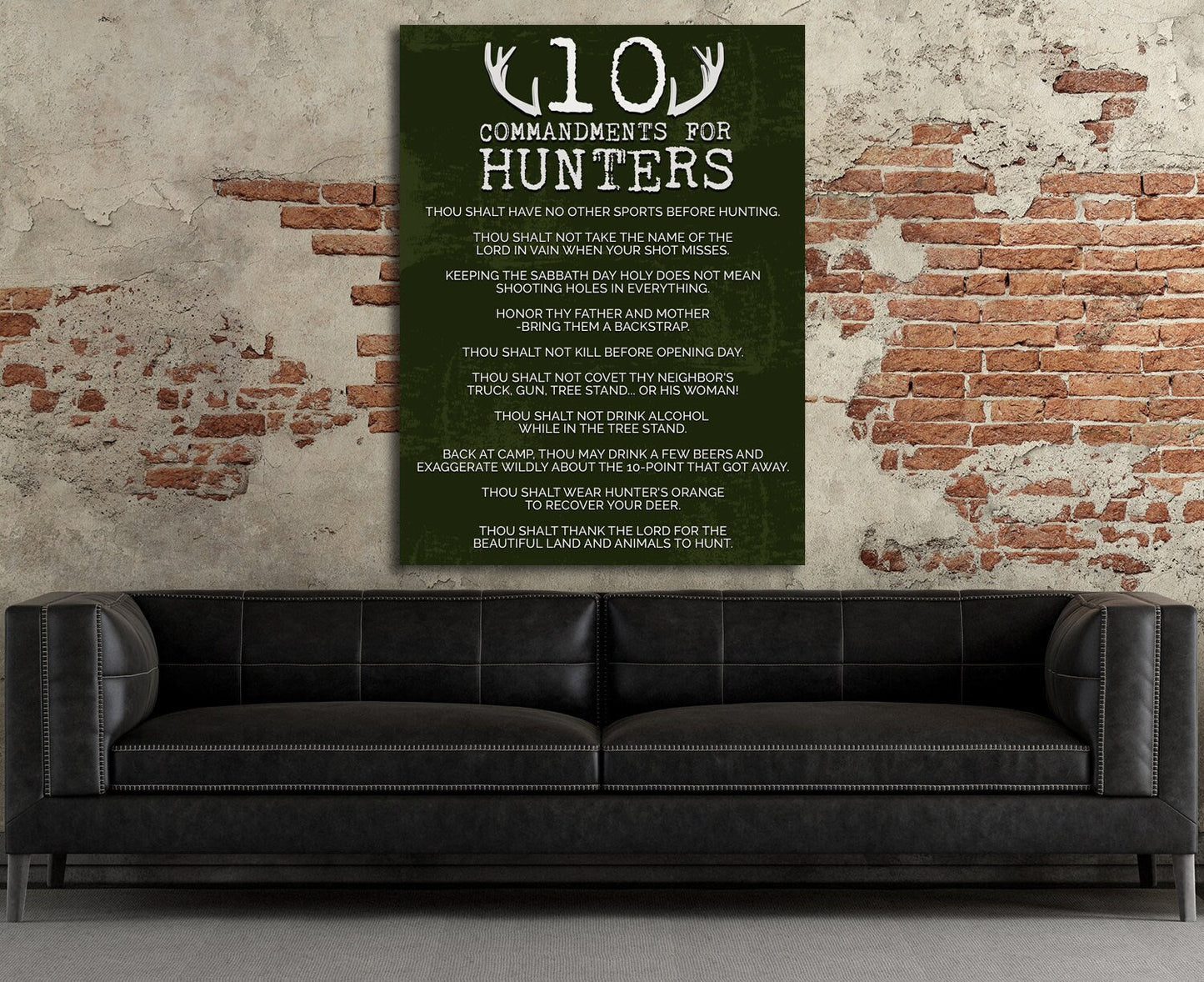 10 Commandments for deer hunters canvas print for cabin wall decor