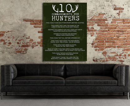 10 Commandments for deer hunters canvas print for cabin wall decor