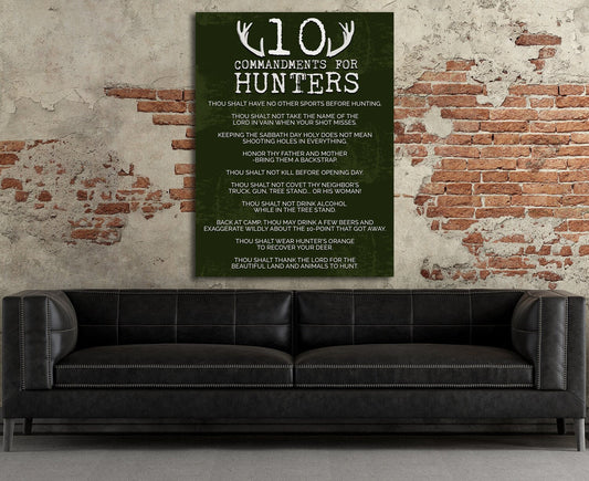 10 Commandments for deer hunters canvas print for cabin wall decor