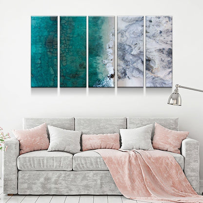 Aerial Reef Beach View marble canvas wall art