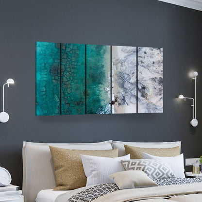 Aerial Reef Beach View Marble Canvas Wall Art