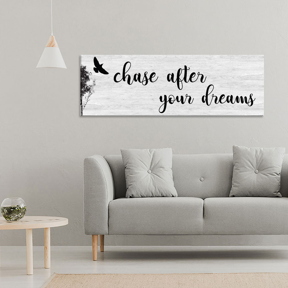 Chase After Your Dreams Canvas Wall Art, Above Bed Decor