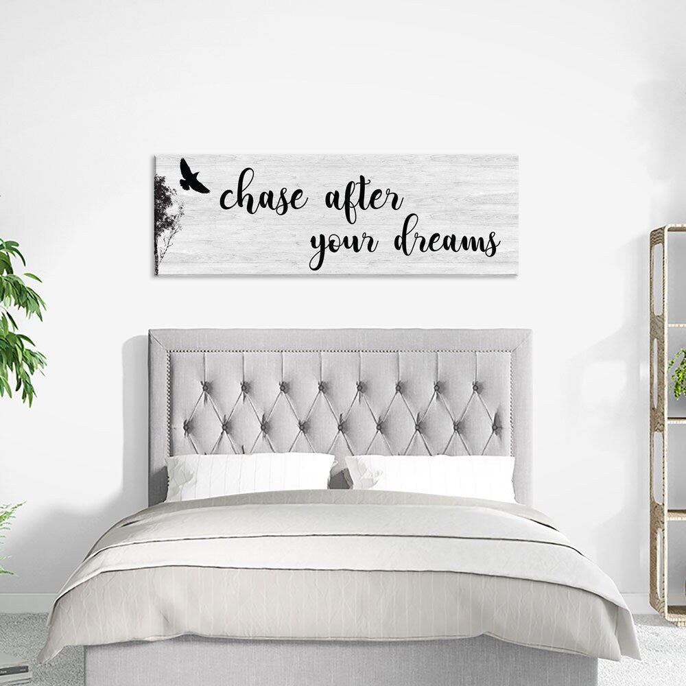 Chase After Your Dreams Canvas Wall Art, Above Bed Decor