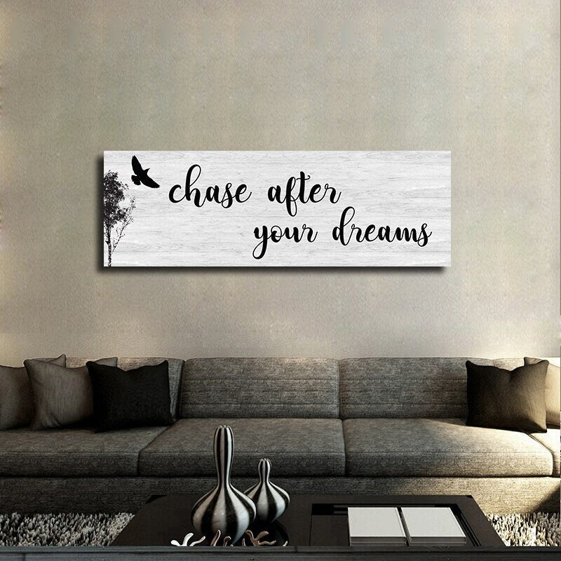 Chase After Your Dreams Canvas Wall Art, Above Bed Decor