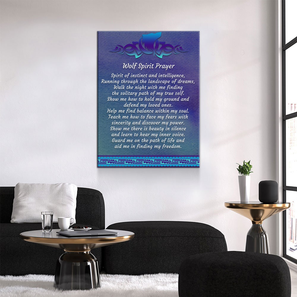 Wolf Spirit Prayer Canvas Wall Art