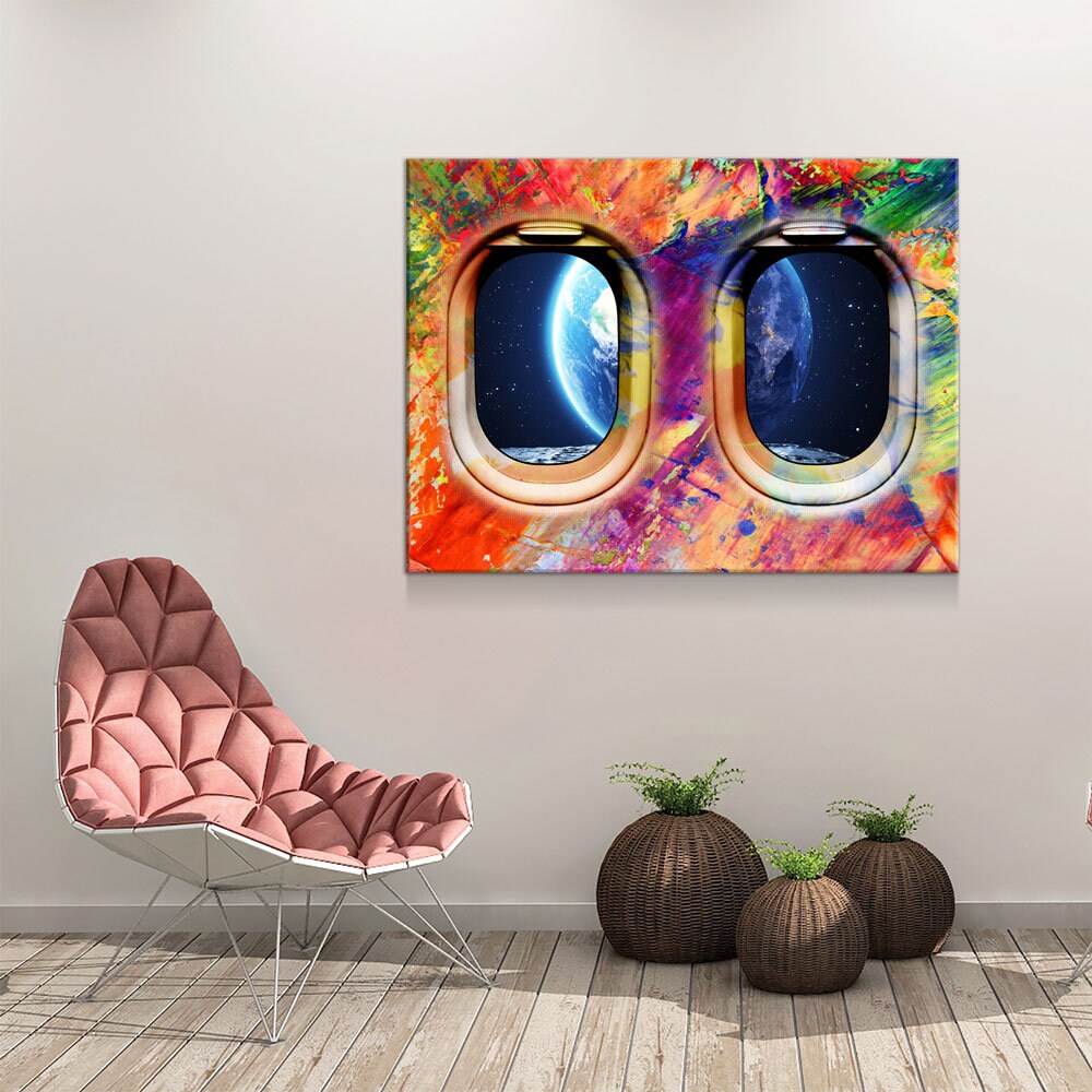 Airplane Window Seat Earth View Canvas Wall Art