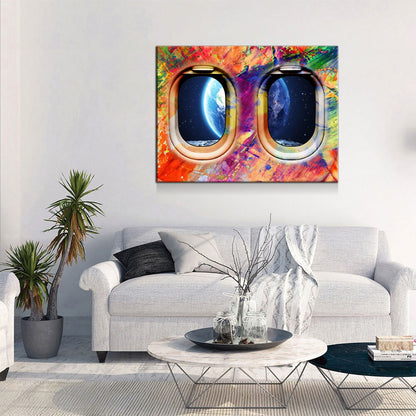 Airplane Window Seat Earth View Canvas Wall Art