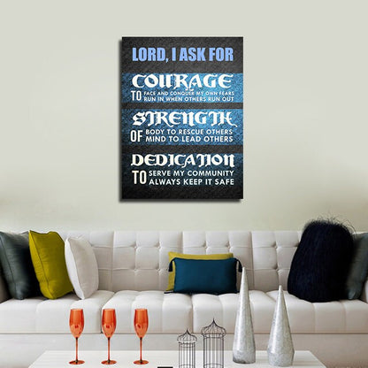 Police Officer's Prayer Canvas Wall Art, Thin Blue Line