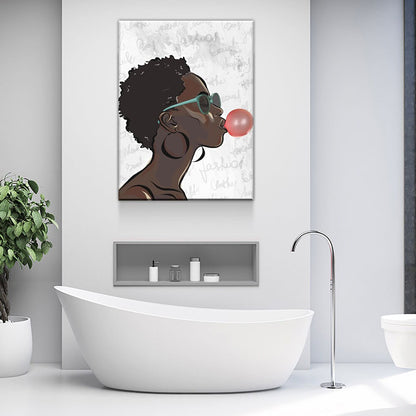 Black Girl With Bubble Gum Canvas Wall Art