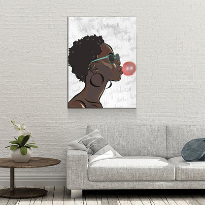 Black Girl With Bubble Gum Canvas Wall Art