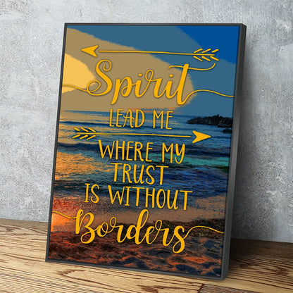 Spirit lead me faith quote canvas in a living room