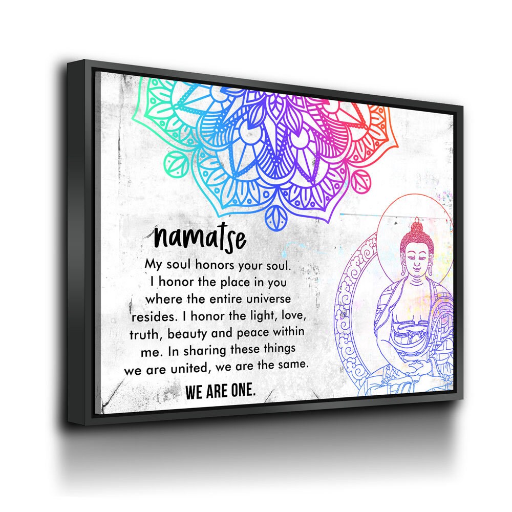 Namaste We Are One yoga canvas wall art in a meditation studio