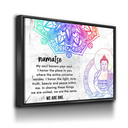 Namaste We Are One yoga canvas wall art in a meditation studio
