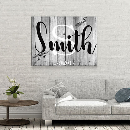 Personalized Family Name & Initial Canvas Wall Art
