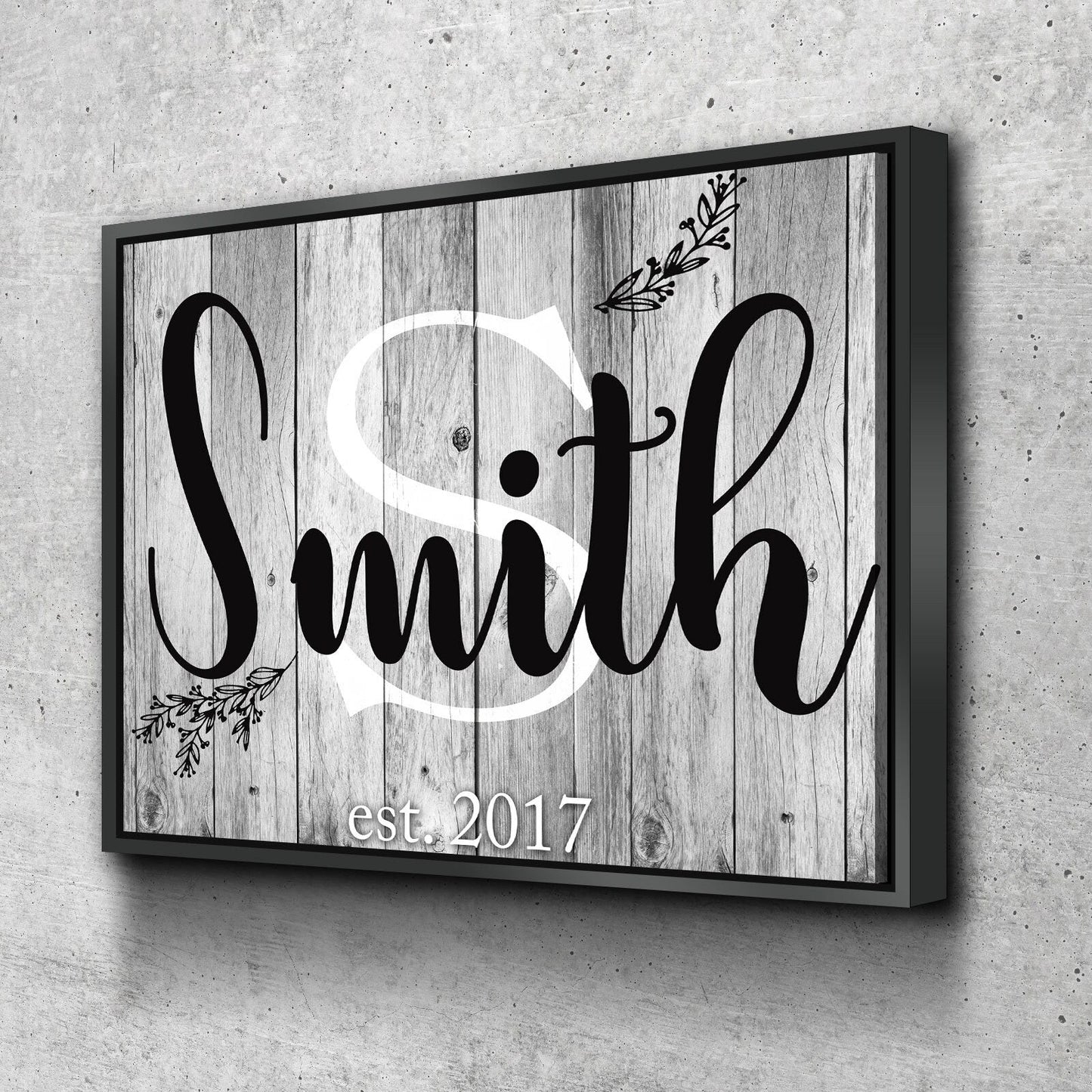 Personalized family name and initial canvas wall art