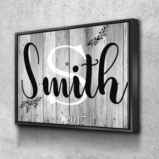 Personalized family name and initial canvas wall art