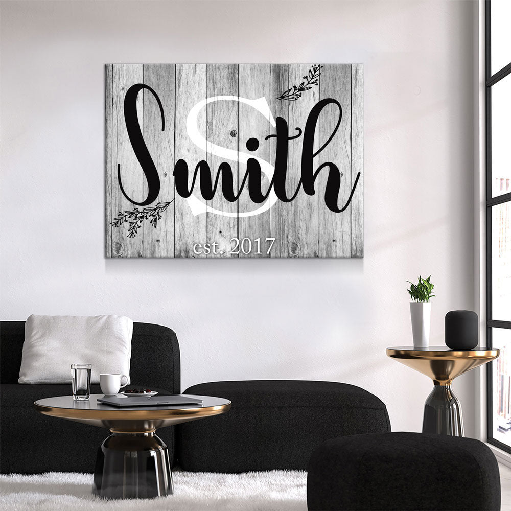 Personalized Family Name & Initial Canvas Wall Art