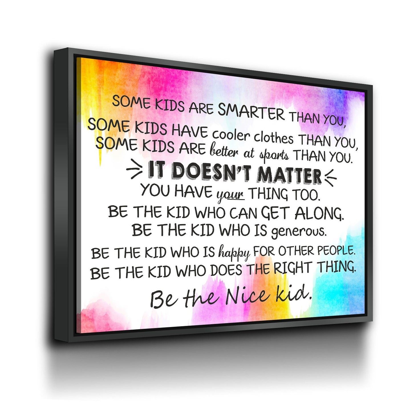Be The Nice Kid classroom canvas wall art quote for kids room decor
