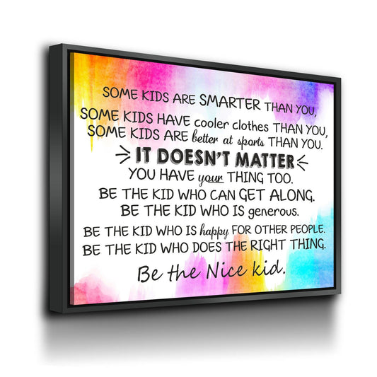 Be The Nice Kid classroom canvas wall art quote for kids room decor