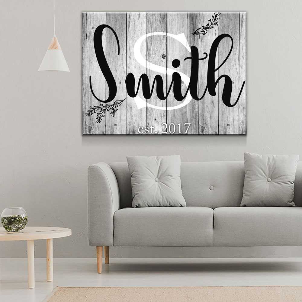 Personalized Family Name & Initial Canvas Wall Art
