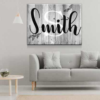 Personalized Family Name & Initial Canvas Wall Art