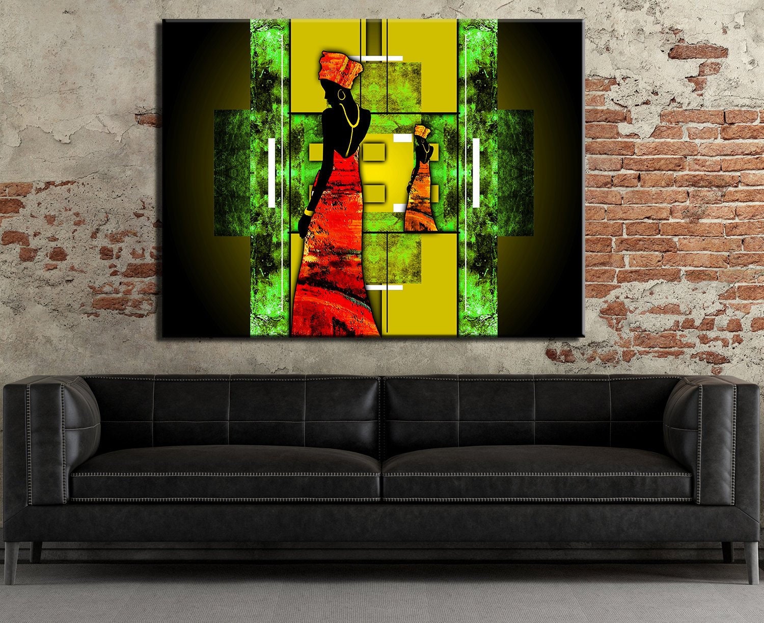 African Lady canvas wall art, ethnic retro portrait print