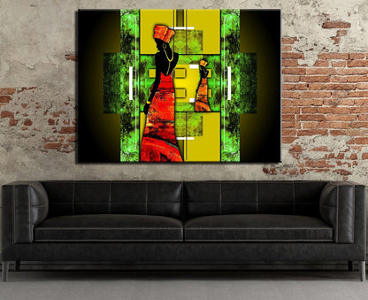 African Lady canvas wall art, ethnic retro portrait print