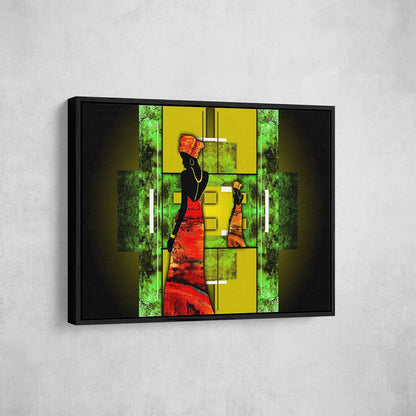 African Lady Canvas Wall Art, Ethnic Retro Portrait