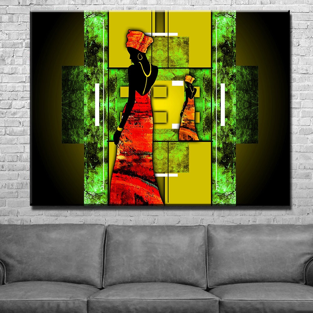 African Lady Canvas Wall Art, Ethnic Retro Portrait