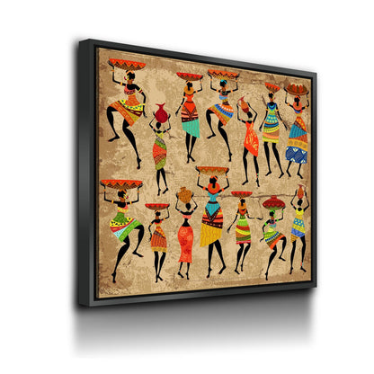 African Women Canvas Wall Art, Dancing Tribal Ladies
