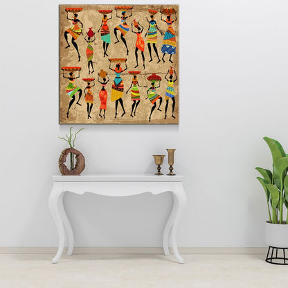 African Women Canvas Wall Art, Dancing Tribal Ladies