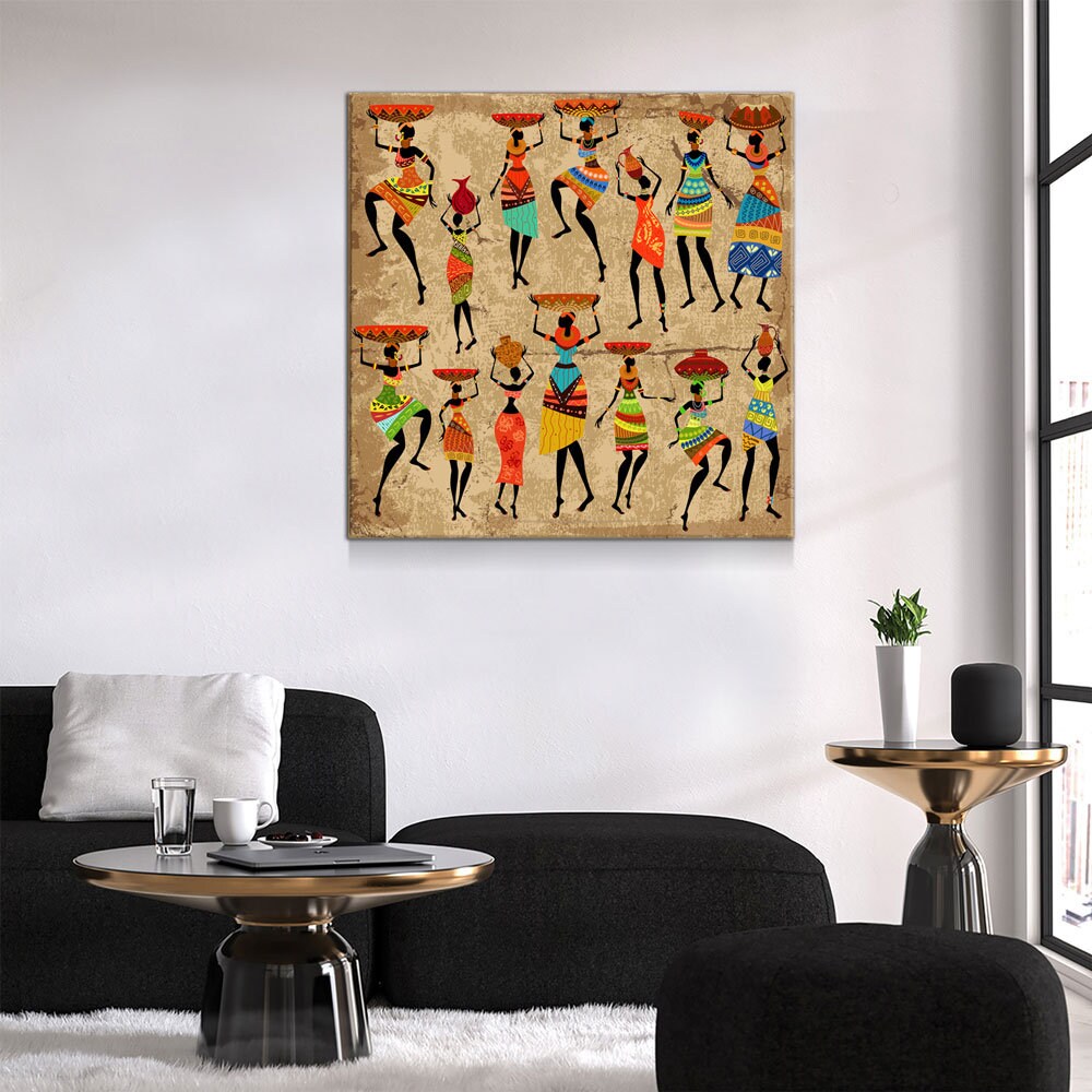 African Women Canvas Wall Art, Dancing Tribal Ladies