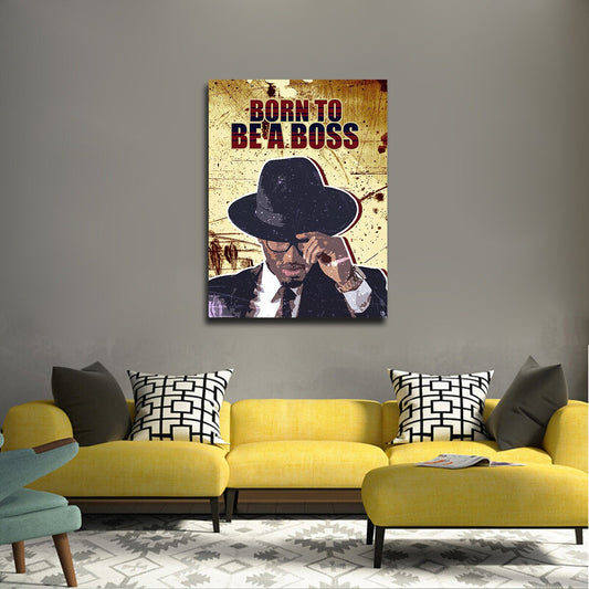 Born To Be A Boss Motivational Canvas Wall Art