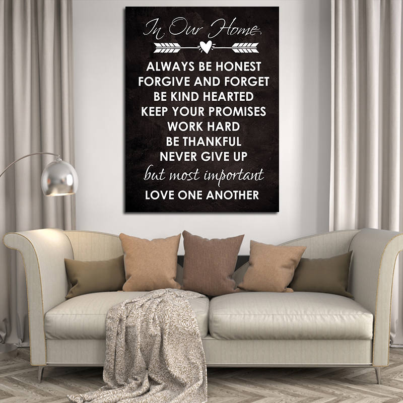 In Our Home Family Values Canvas Wall Art, House Rules Decor