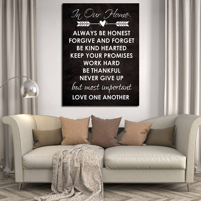 In Our Home Family Values Canvas Wall Art, House Rules Decor