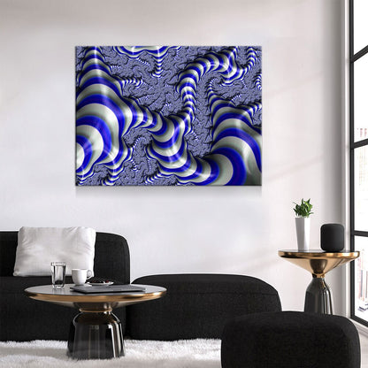 Blue Fractal 3-Piece Canvas Wall Art Set