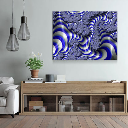 Blue Fractal 3-Piece Canvas Wall Art Set