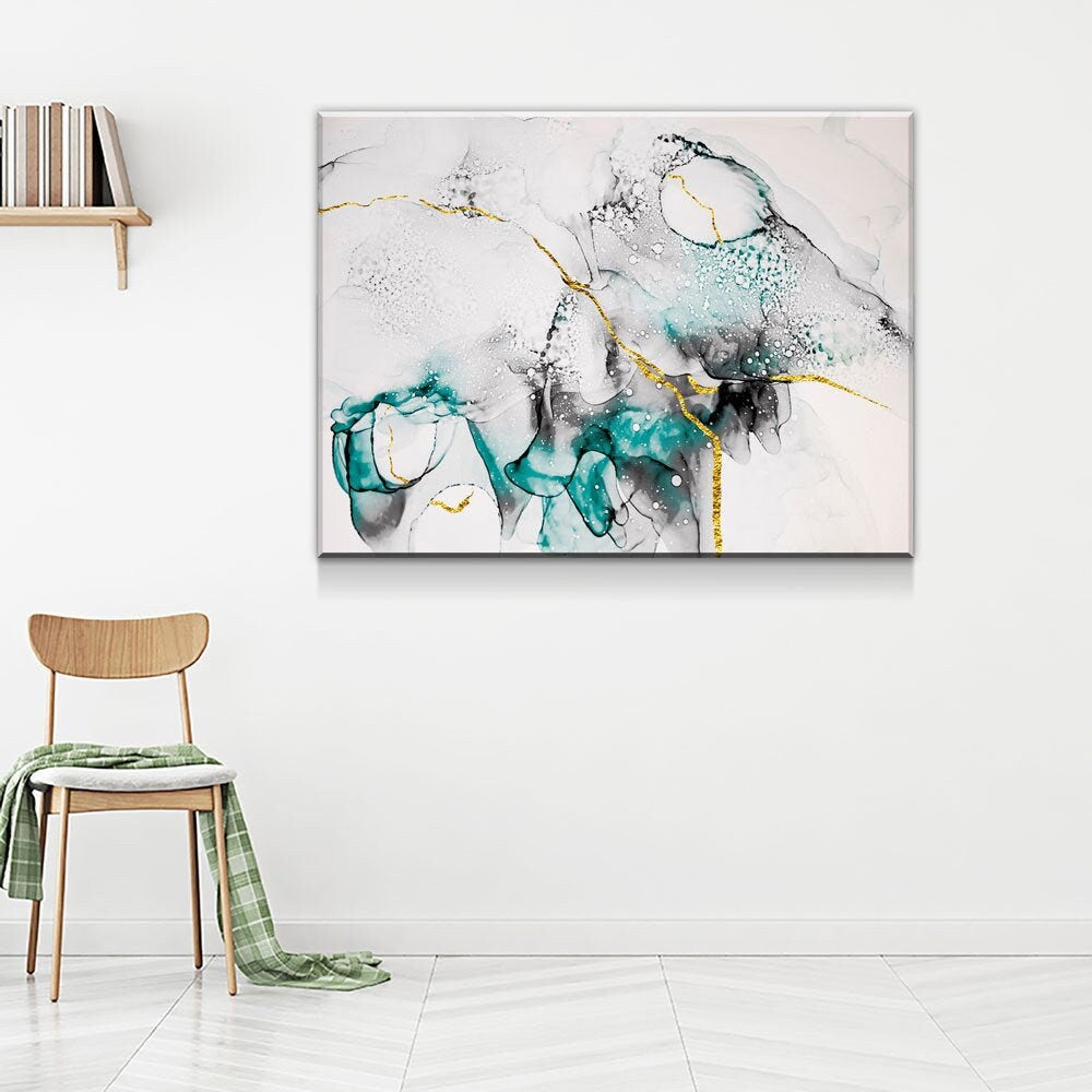 Contemporary abstract marble canvas wall art, modern print for living room or office